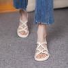 New Style of Beach Toe-exposed Cross-perforated Backheel with Thick-soled High-heeled Sandals for Women