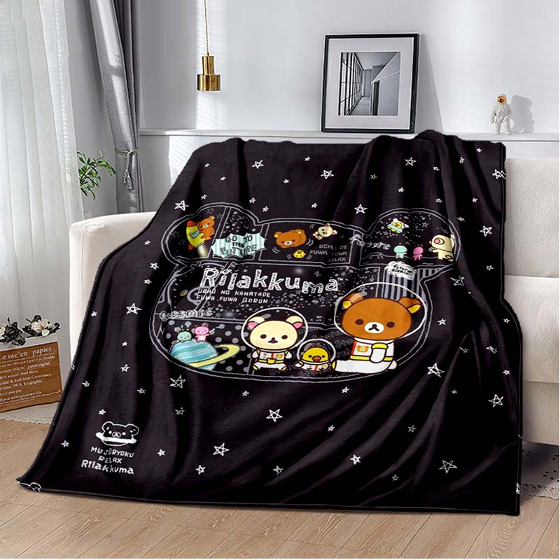 Cute Cartoon Rilakkuma Anime Throws Blanket Kids Super Soft Blankt for Sofa Travel Couch Picnic Flannel Blanket Birthday Gift