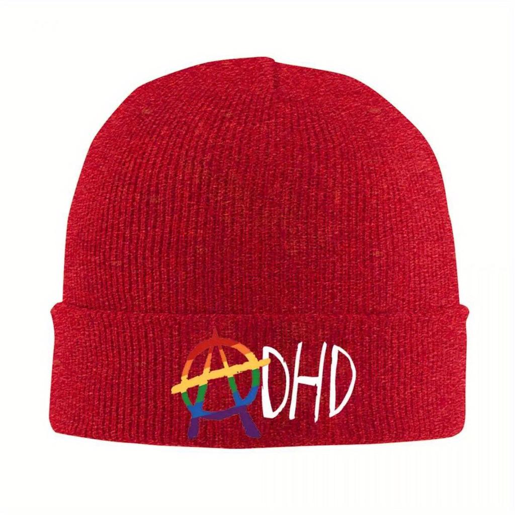 ADHD Bonnet Hats Rainbow Skullies Beanies Adult Unisex Funny Head Wrap Beanie Hats Autumn Winter Hippie Graphic Cap