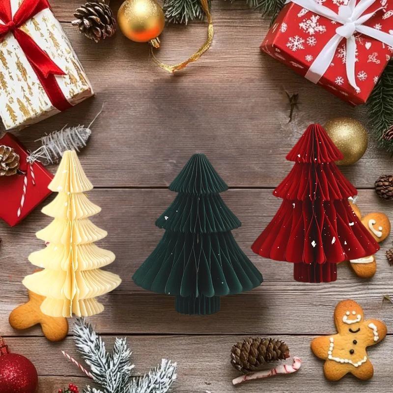 Large Christmas Tree Ornament 3D Honeycomb Ball Folding Paper Xmas Tree Navidad Decoraciones Desktop Hanging Xmas Decor