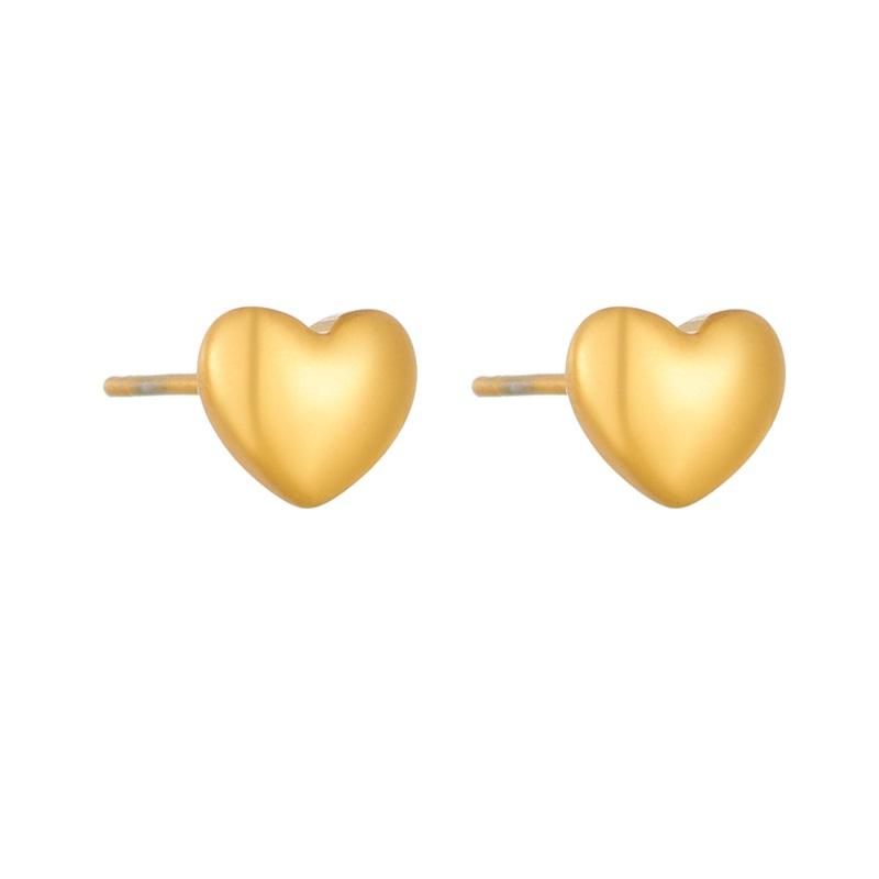 DIEYURO 316L Stainless Steel Gold Heart Stud Earrings For Women Girl New Fashion Small Ear Jewelry Lady Wedding Gift