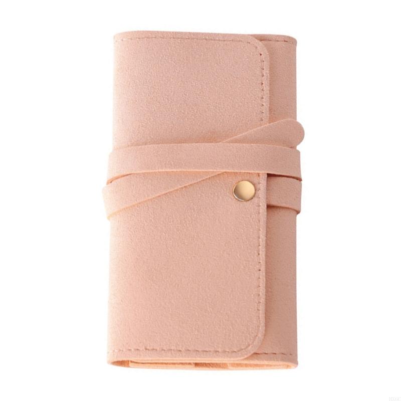 Space Saving Leather Jewelry Case Roll With Multiple Pockets For Earring Rings Necklace Storage Handheld Packaging Bag HX6C