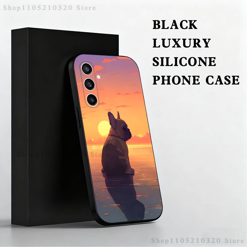 French Bulldog Dog Pet Phone Case For Samsung S25,S24,S21,S22,S23,S30,Ultra,S20,Plus,Fe,Lite,Note,10,9,5G Black Cover
