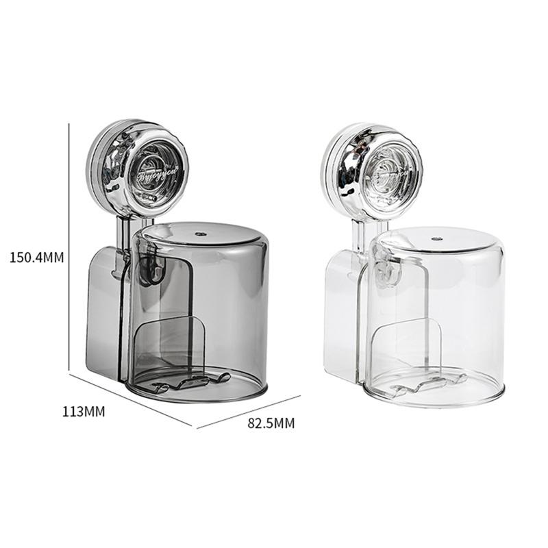 Removable Suction Cup Toothbrush Holder With Water Cup Cover For Bathroom Toothbrush Storage Organizer For Shower Durable B