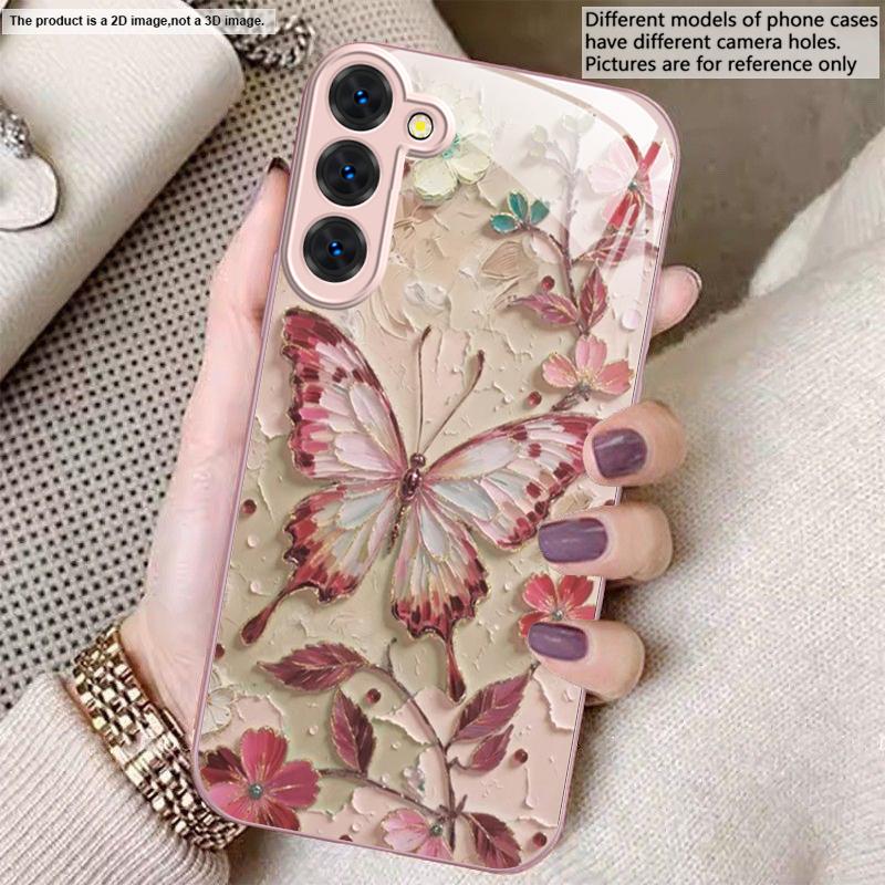 

Elegant pink butterfly For Samsung S26 S22 S8 S9 S10 S20 Ultra S21 Pro S22 Plus S23 FE S24Ultra S25 Edge S24+ Glass Phone Case Galaxy S25 Edge