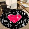 1pc Heart Print Carpet, Round Non Slip Durable Large Size Office Carpet, Suitable for Office