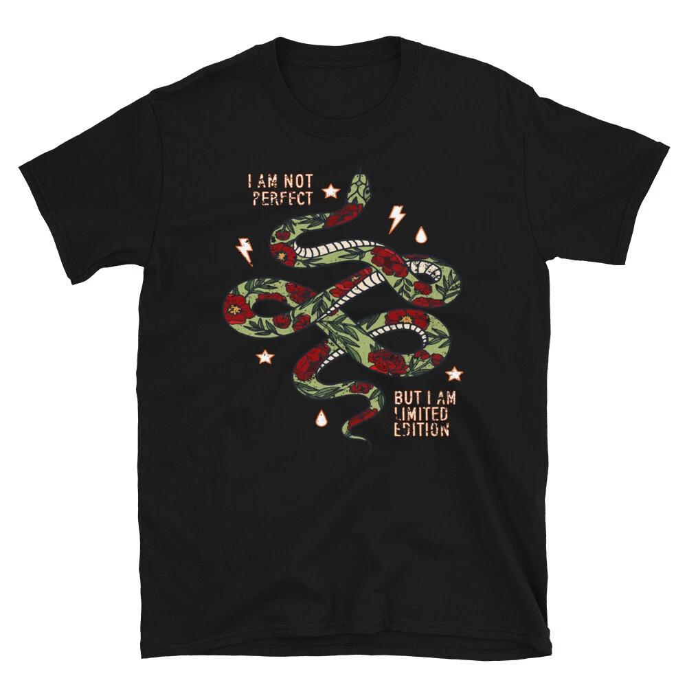Not Perfect Floral Snake Modern Fashion Art T-Shirt L