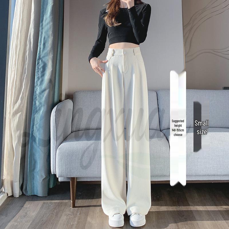 European Cotton Velvet Wide-Leg High-Waisted Women's Corduroy Pants for Autumn/Winter - Drapey, Casual, Floor-Length.