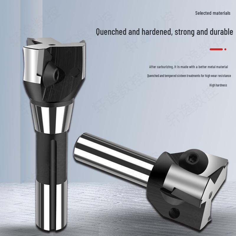 Triangular Right-Angle Face Milling Cutter, Interchangeable Head, Morse 3# 4# Straight/R8 Shank, 90° Triangular Insert.