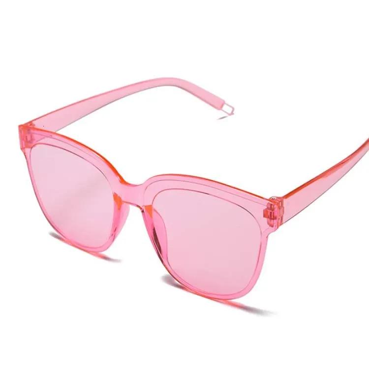 Retro Cat Eye Sunglasses Woman One-piece Rimless Designer Sunglasses Women Transparent Color Cute Sexy Vintage Pink Black Ladies