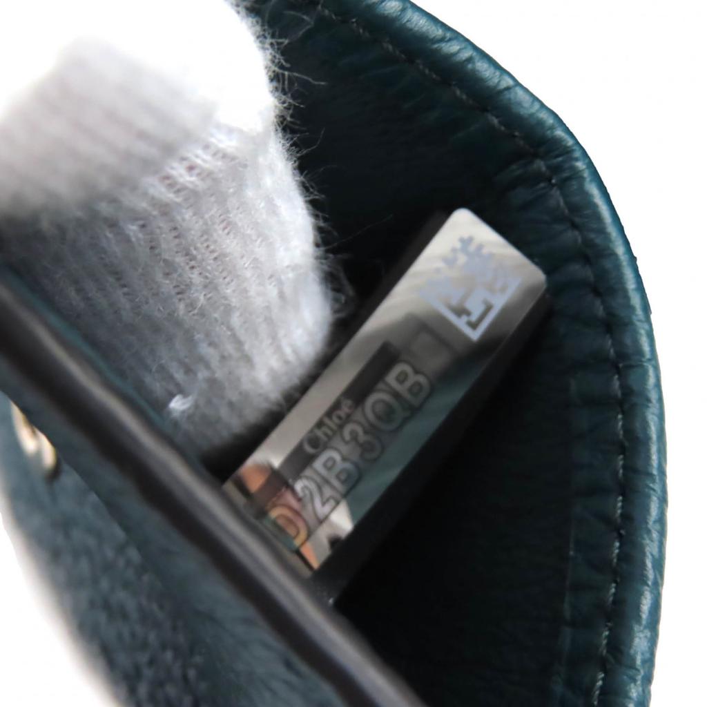 Pristine Chloe Tri-fold wallet Alphabet Trifold green leather CHC21WP718F573L3 Used