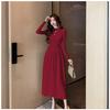 French New Semi-turtleneck Long-sleeved Knitted Dress Is Hot In Autumn and Winter, Waist and Thin, Versatile and Age-reducing A-shaped Skirt