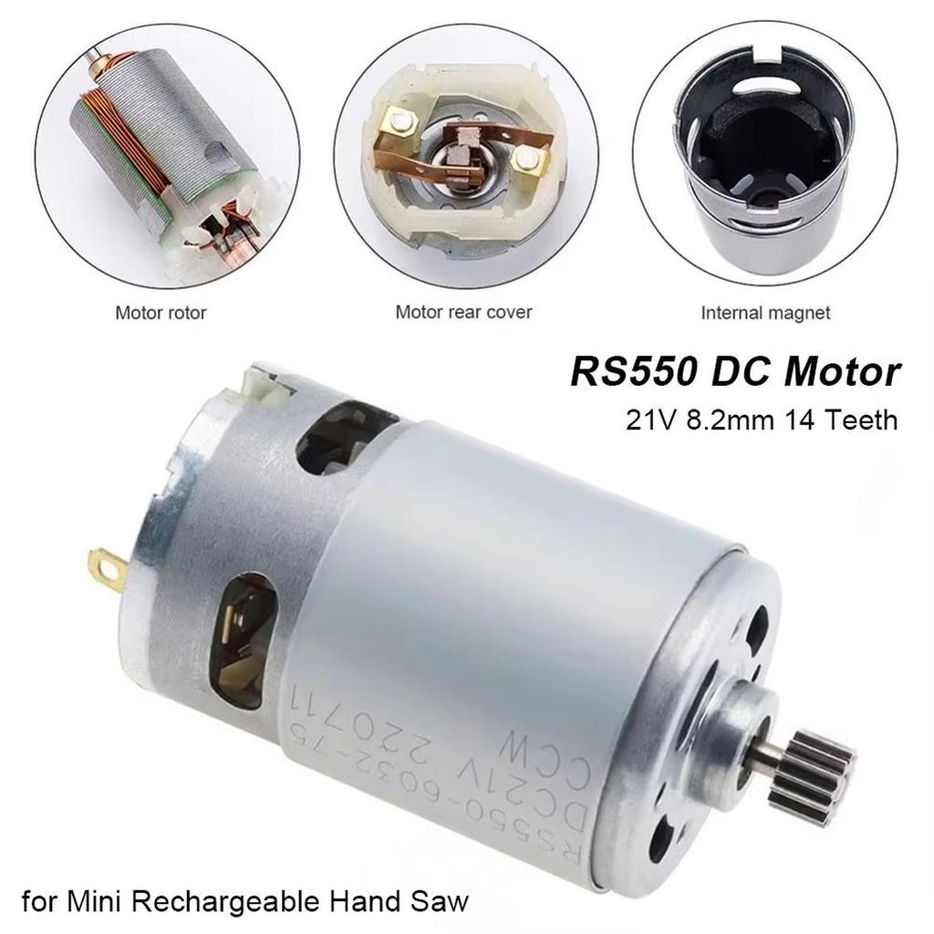 21V 550 Motor 14 Teeth Motor for Cordless Chainsaw Saw Replacement