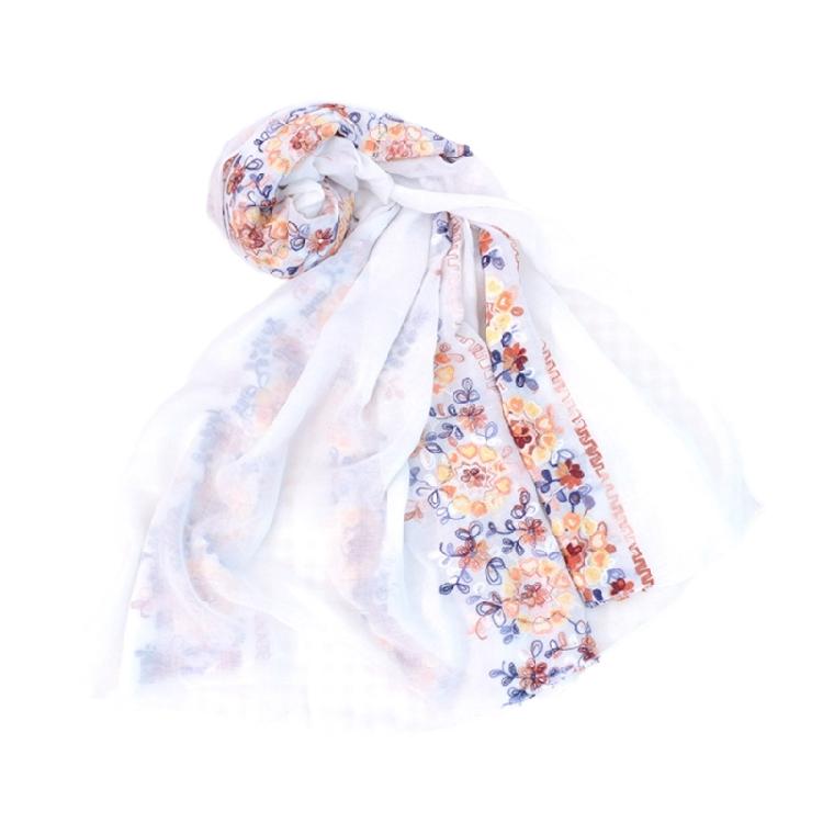 Embroidery Flower Pashmina Lady Thin Scarf Soft Shawls Lady Wraps Blanket Scarf