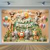 Farm Animal Theme Birthday Backdrop Banner Party Banner Cute Happy 1St Birthday for Little Boy Background Outer Garden Poster