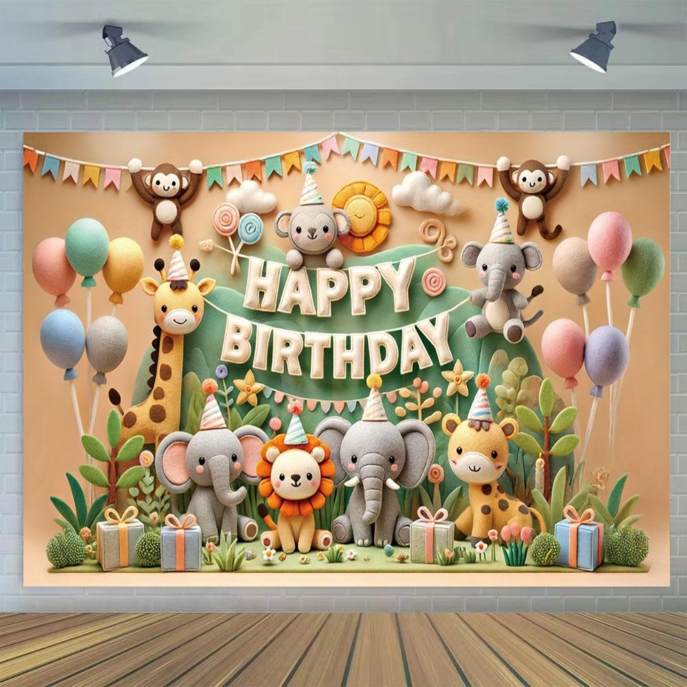 Farm Animal Theme Birthday Backdrop Banner Party Banner Cute Happy 1St Birthday for Little Boy Background Outer Garden Poster
