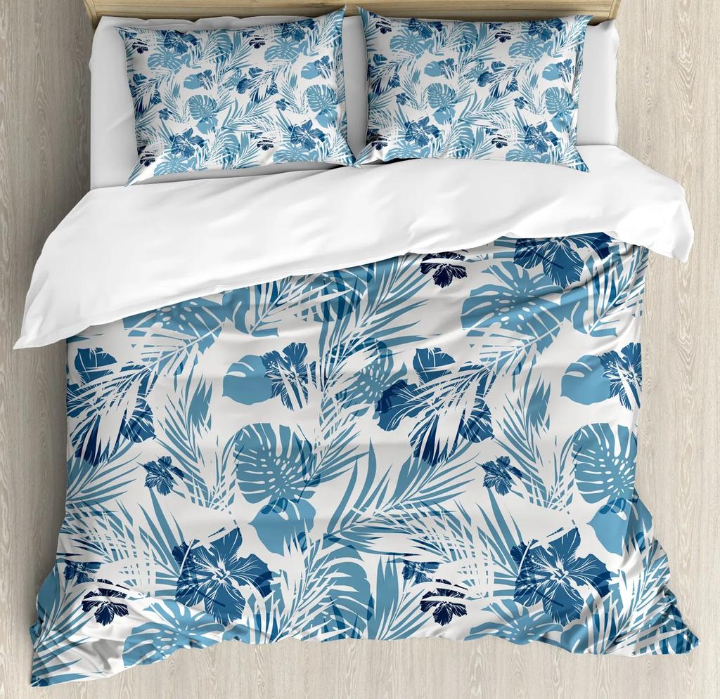 Palm Leaf Duvet Cover Realistic Vivid Leaves Of Palm Tree Growth Ecology Botany Themed Print Queen Size Fern Green White Room