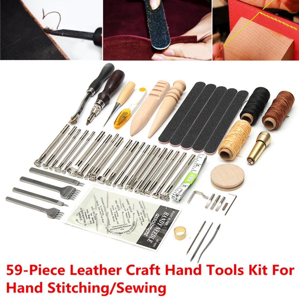 Buy 59Pcs Leather Craft Hand Tools Kit For Hand Stitching/Sewing ...