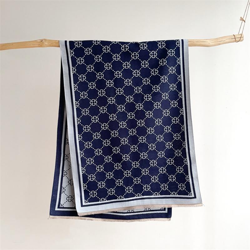 Camellia cashmere scarf women's winter senior sense versatile thickened warm scarf air conditioner shawl