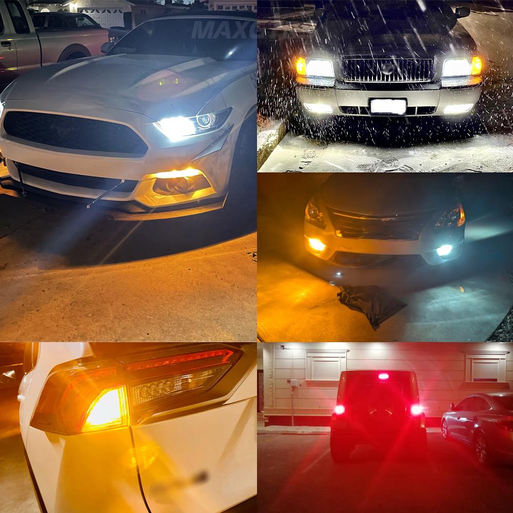 MAXGTRS 2X 7440 1157 7443 LED T20 W21W Bulbs 1156 BA15S P21W Turn Signal Light No Hyper Flash Canbus No Error Amber Yellow