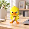 Christmas Duck Figurines Funny Angry Yellow Duck Desk Decors with Yellow Coloring, Contrasting Beaks and Feet, Frowning Features and Striped Neckwear