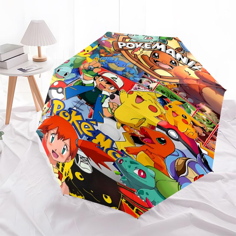 1ks Pokemon Pikachu Automatický skládací deštník, Automatický skládací deštník s 8 žebry, Pohodlný pro venkovní použití 067