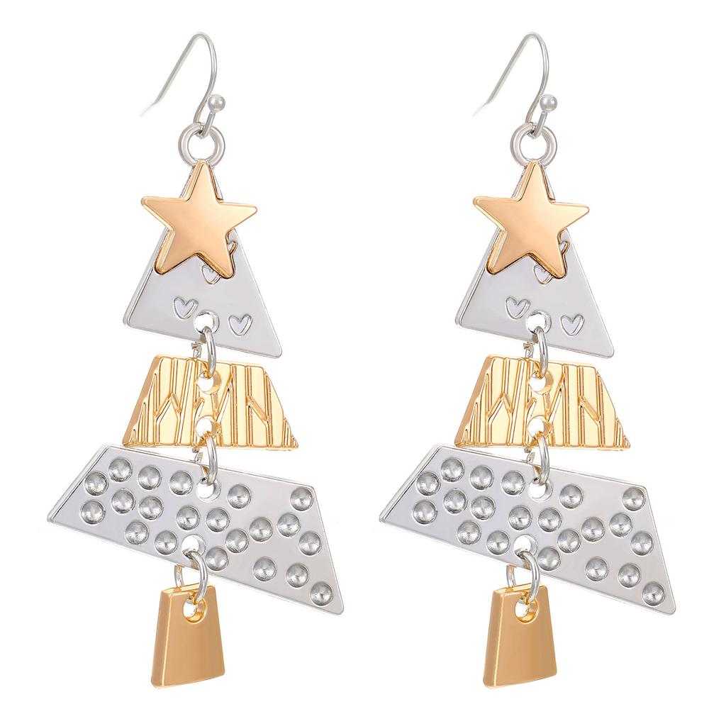 Christmas Tree Long Drop Earrings for Women Hollow Xmas Tree Star Dangle Earring Party Punk Cool Jewelry