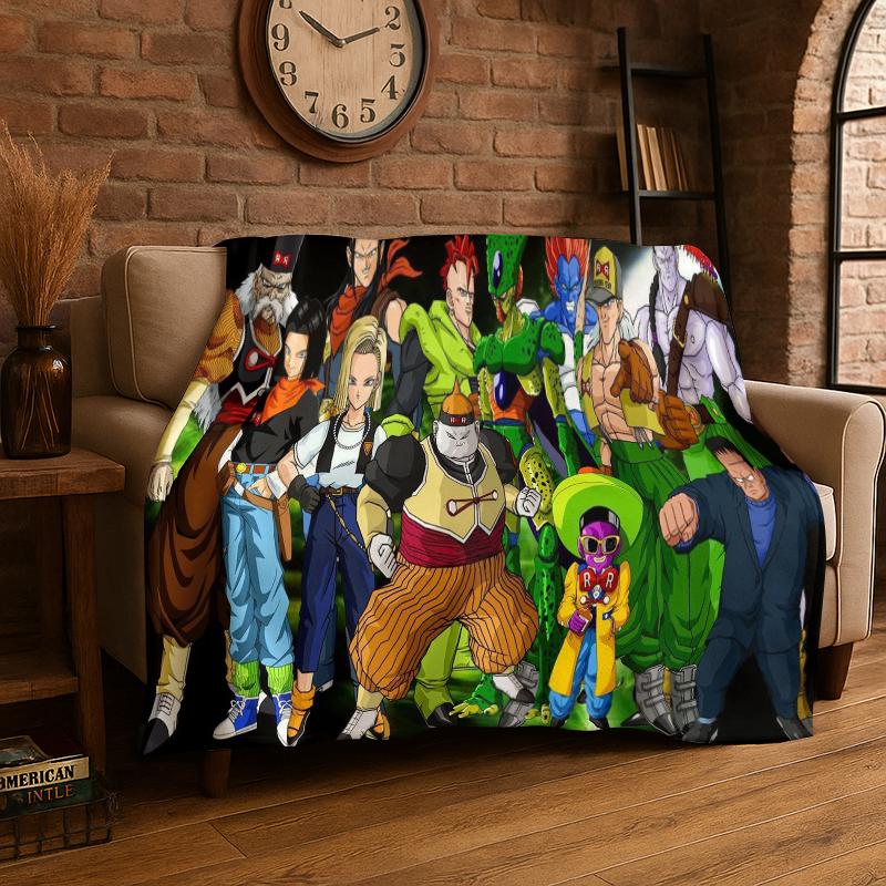 Cartoon D-Dragon Ball Anime Game Flannel Blanket Soft Warm Throw Blanket for Bedroom Living Room Bed Travel Camping Picnic Kid