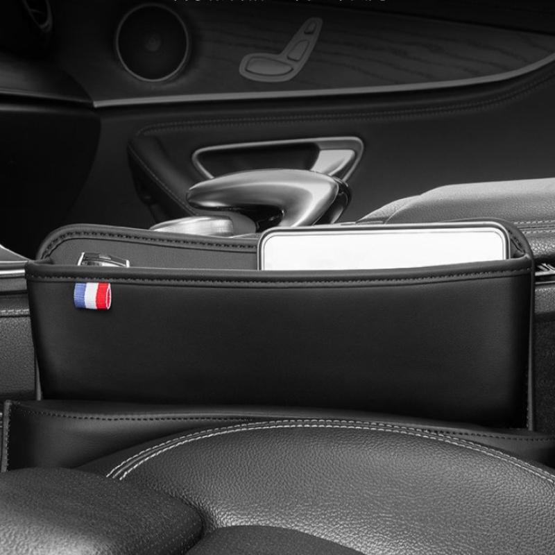 Universal Leather Two In One Car Seat Slot Storage Box Gap Plug Filler Crevice Phone Holder Organizer For Bmw For