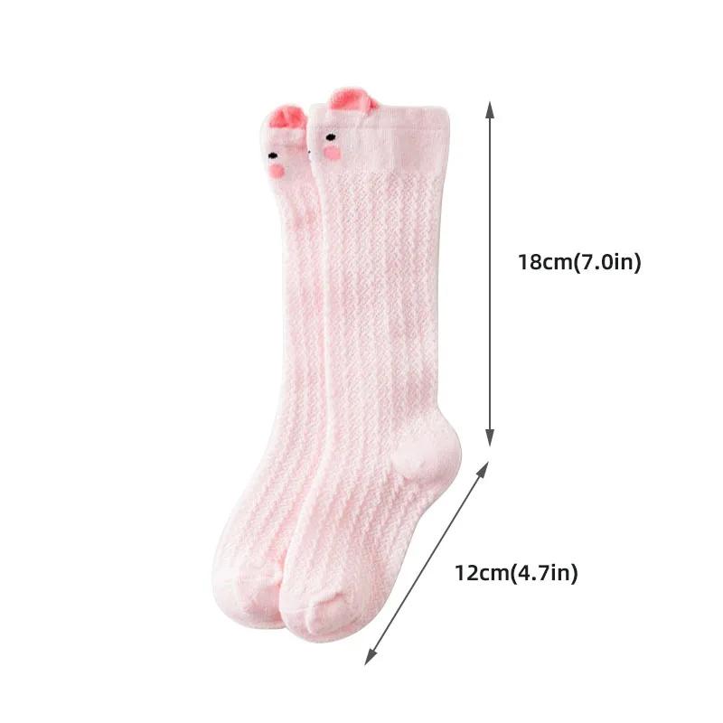 Cartoon Animal Baby Calf Socks Summer Breathable Mesh Cotton Infant Boys Girls Knee High Socks Cute Soft Elastic Toddler Long Socks