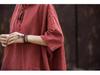 Women's Cotton Linen Hooded Frog Button T-shirt - Autumn/Winter Short Sleeve Sun Protection