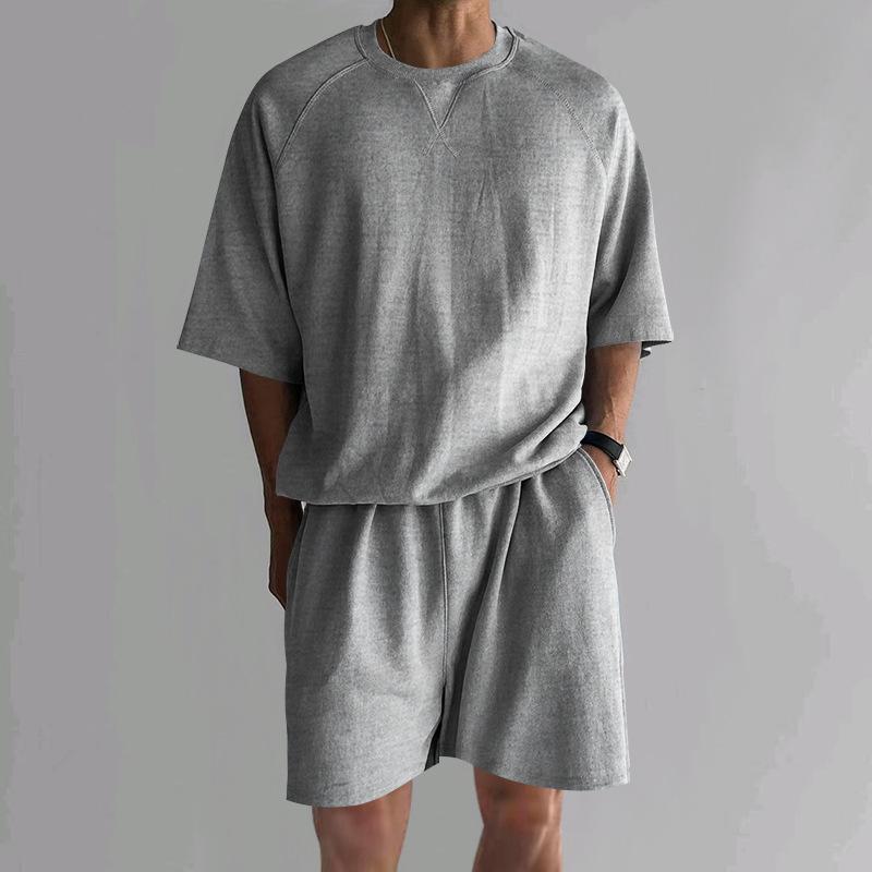 Summer Fashion Casual Sports Men'S Suit Comfortable Quick Drying Solid Color Embroidery Set Two-Piece Set For Men