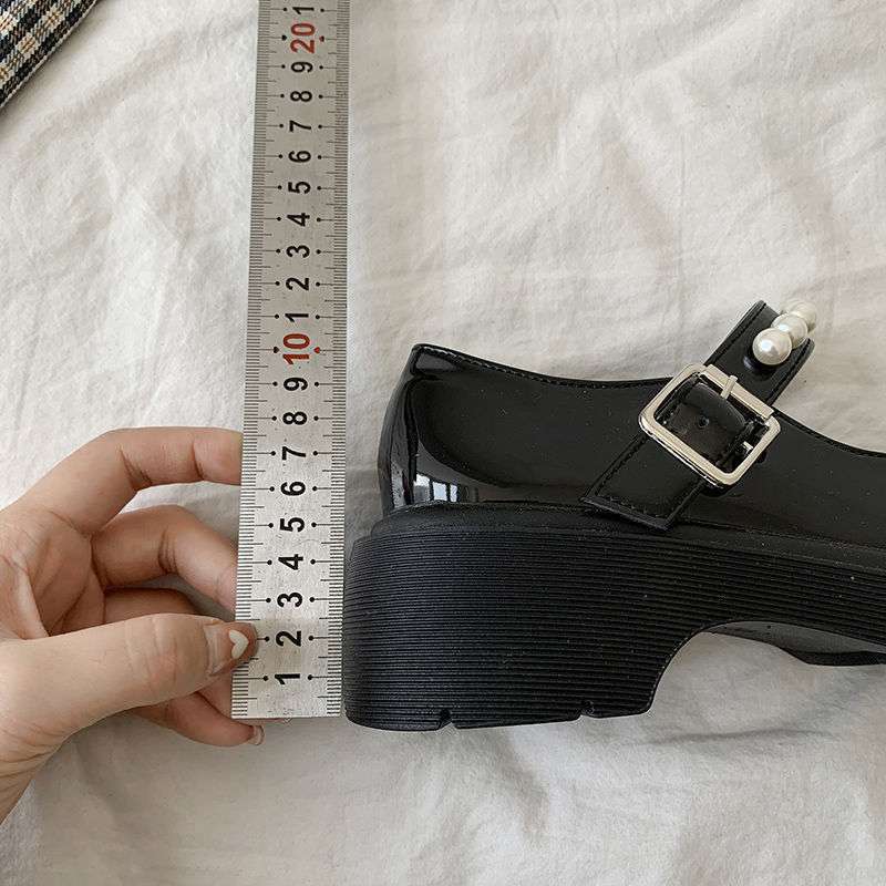 French Retro British Style Small Leather Shoes Girl 2025 Spring New Pearl Fairy Word with Platform Mary Jane Single Shoes