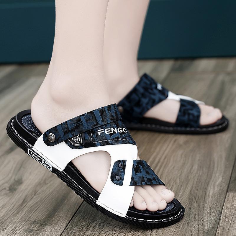 Sommer Komfort Strandurlaub Wasserdichte Ledersandalen Herren Leder Klassisch Outdoor Herren Sandalen Dual-Use Hausschuhe