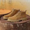 Men's Extra Large Yellow Martin Boots - Autumn/Winter Wear-Resistant Top Layer Cowhide Work Boots