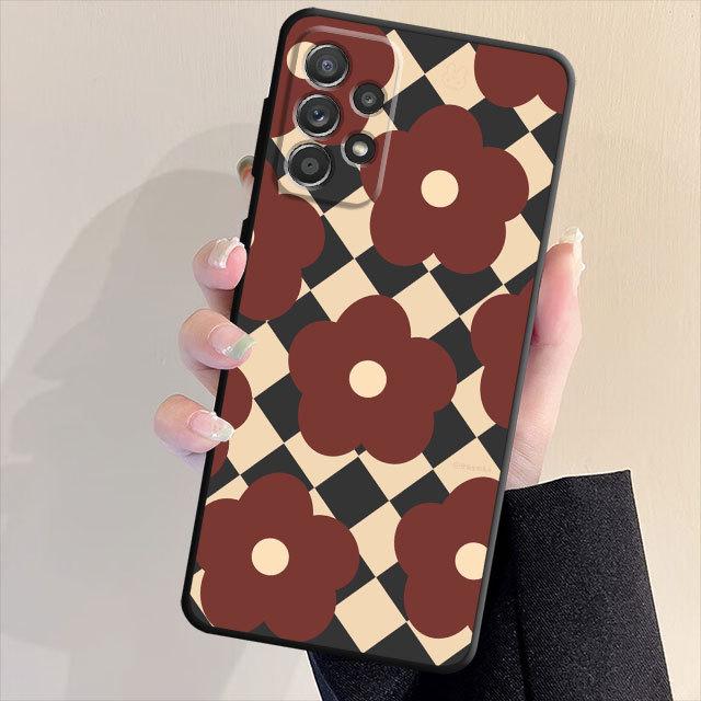 

Черный мягкий чехол-бампер для Samsung Galaxy A33 A52 A13 A71 A31 A51 A32 A22 A72 A21s A23 A53 A14 A52s с милым цветочным чехлом Samsung A11