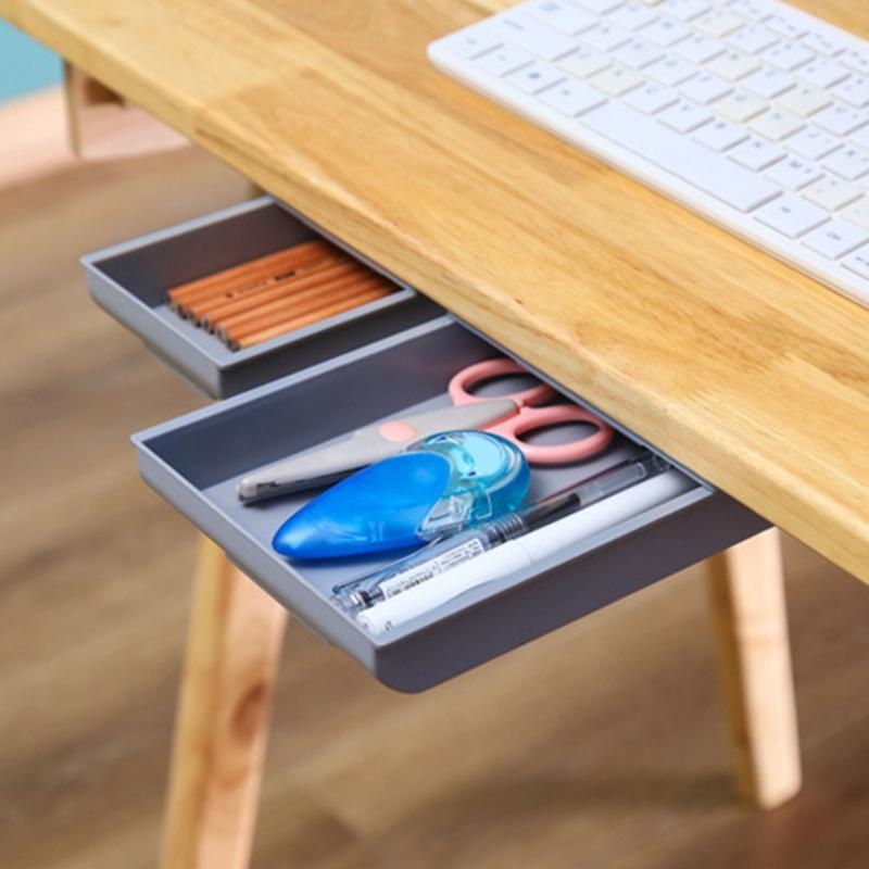 Space Saving Adhesive Mounted Organizers Drawer Under Table Surfaces For Mess Release Workspaces