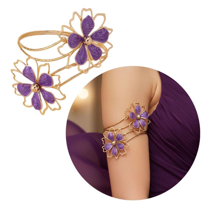 Elegant Irregular Motifs Flower Arm Cuff Jewelry Sturdy Zinc Alloy Craftsmanship Feminine Style Comfortable Wear Daily Use