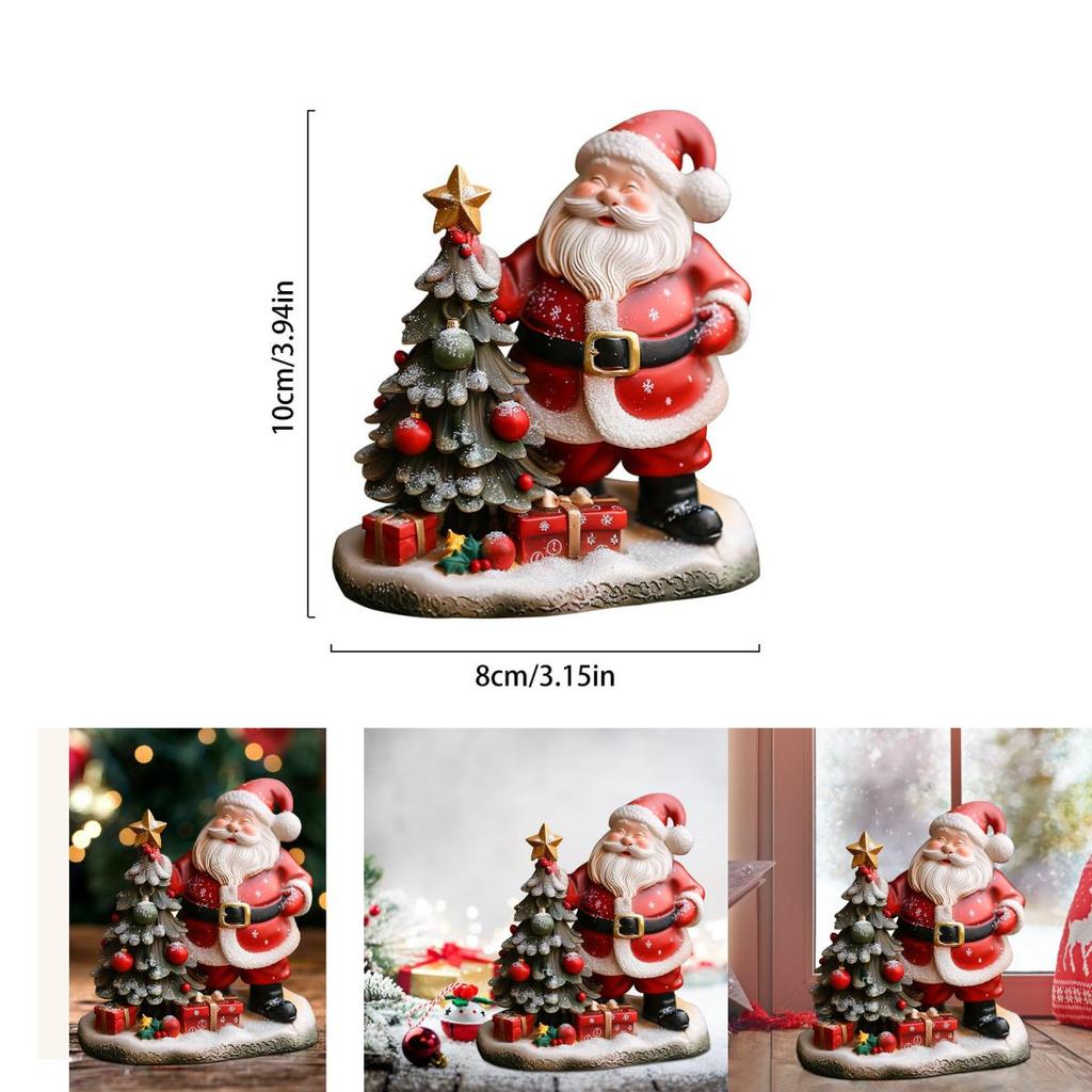 Figurina in Resina di Babbo Natale e Albero di Natale Decorazione per la Casa Regalo per le Festività di Halloween