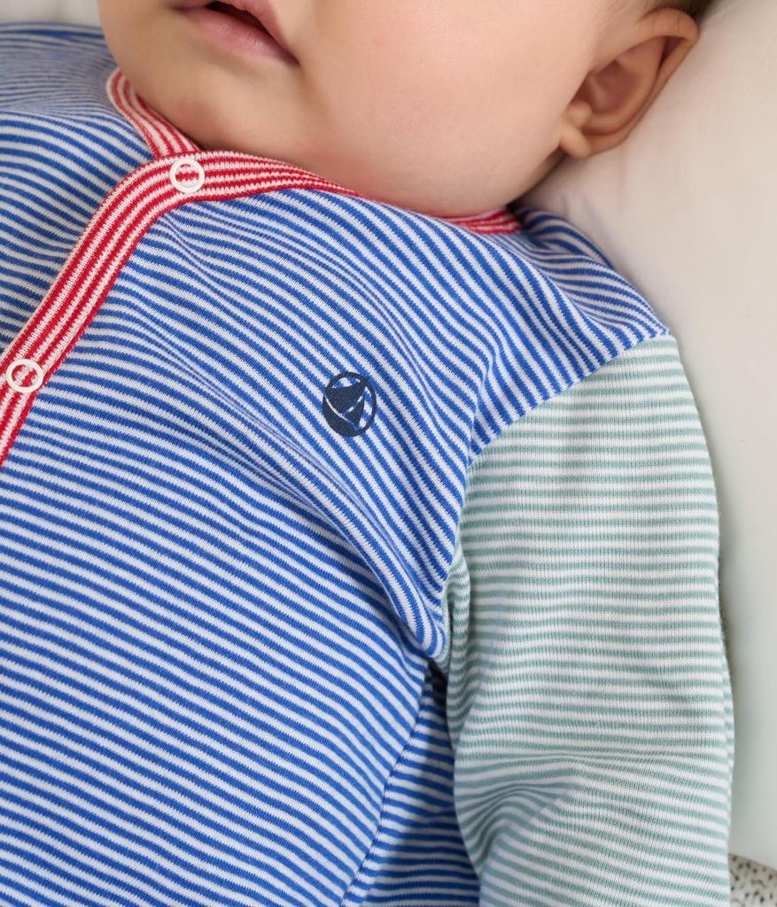 Footless Romper A0BB9 Light White 12 months 74cm [Petit Bateau] Blue/Off
