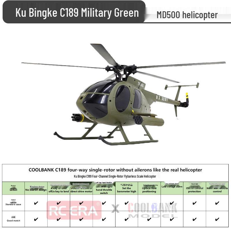 Kubi Bingke C189 Optical Flow Remote Control MD500 Military Helicopter Toy