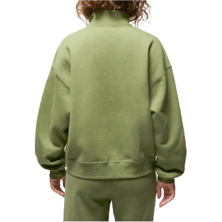 Jordan Solid Color High Neck Pullover Cropped Long Sleeve Sweatshirt Women Tops Green FD7222-340