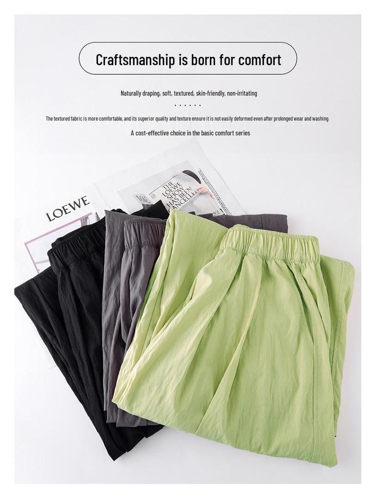 Ice Silk Wide-Leg Women's Summer Pants 2026 - Lightweight, Wrinkle-Resistant Cotton with High-End Drape Design.