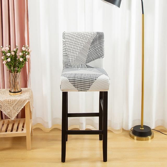 Elastic Short Chair Furniture Cover Spandex Fabric Printed Bar Stool Seat Covers Chair Protector Slipcovers For Cafe Dining Space Kitchen Washable