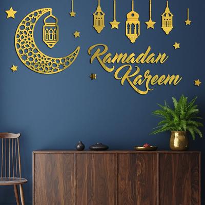 İslami Müslüman Duvar Çıkartmaları Ramazan Bayramı Akrilik Duvar Çıkartmaları Oturma Odası Yatak Odası Duvar Kağıdı Ramazan Bayramı Dekorasyonları için
