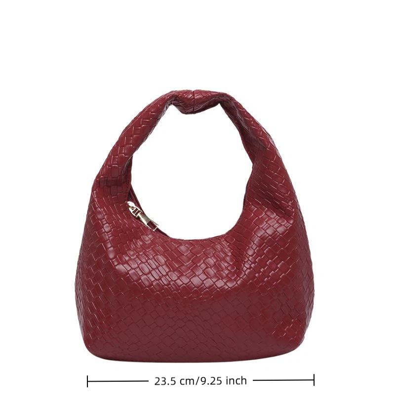 Women Classic Woven Embossed Soft Pu Leather Small Top Handle Hobo Shoulder Bag Casual Daily Handbag