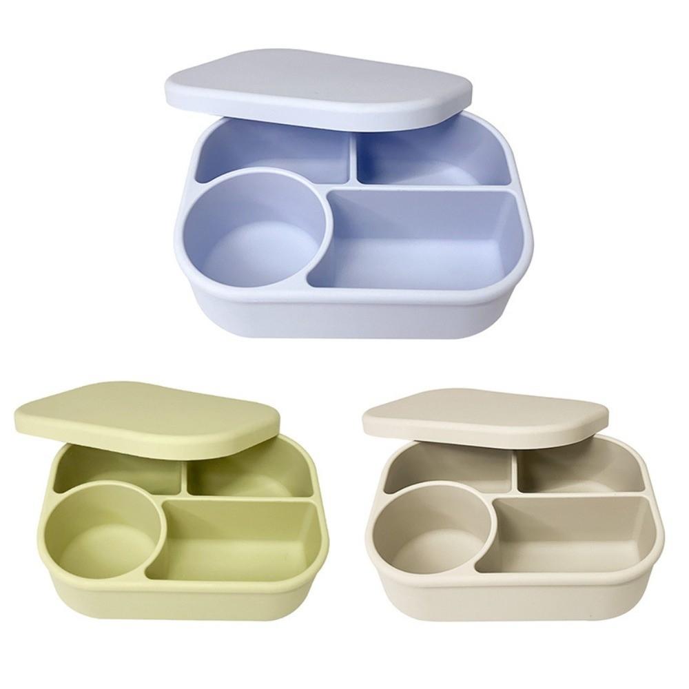 4 Fächer Mikrowellengeeignete Silikon-Lunchbox 750ml Lebensmittelaufbewahrungsbehälter Unterteilte Lunchbox Picknick