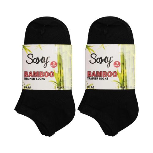 Soxy Womens/Ladies Ankle Bamboo Trainer Socks (Pack of 6)