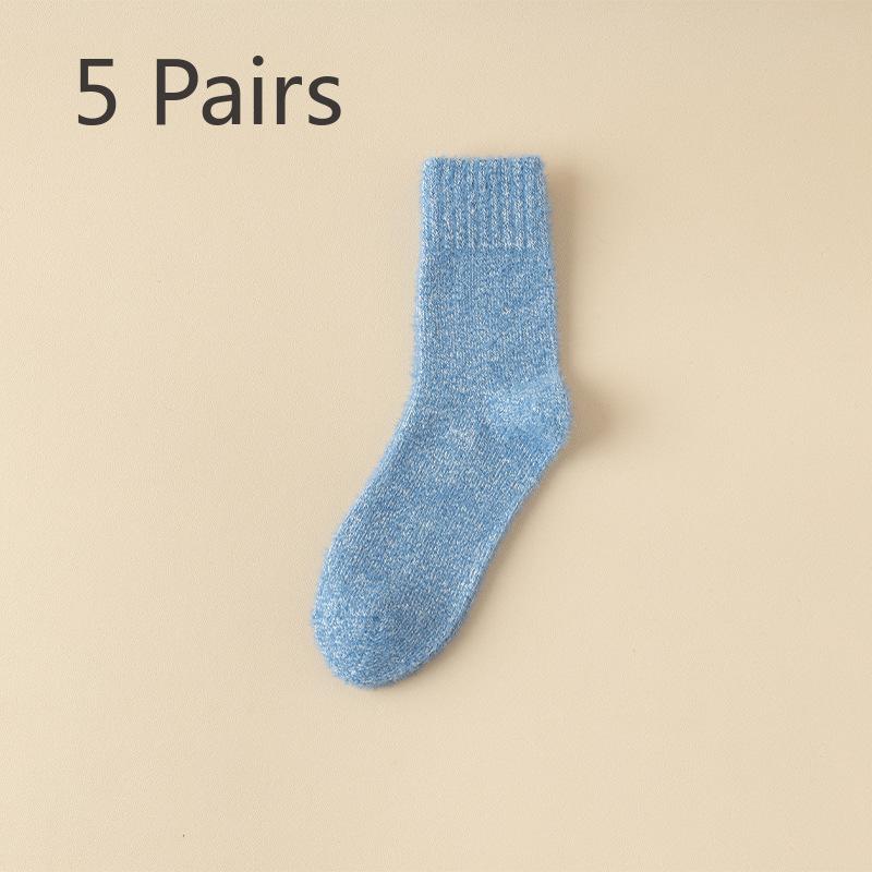 5 Pairs of  Male Autumn and Winter Plush Warm Thickened Floor Mid Calf Socks
