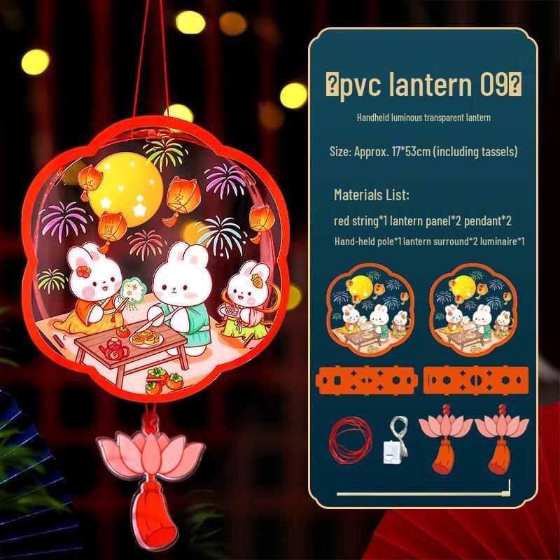 DIY Mid-Autumn Festival Glowing Lantern Kits for Kids - Ancient Style with Rabbit & Flower Designs